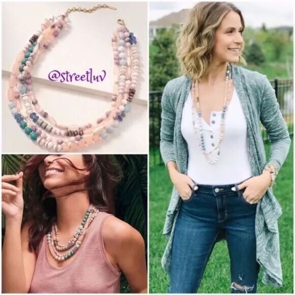 Stella & Dot Brix Statement Necklace Pastel Beads 9-in-1 Versatile - Picture 6 of 10